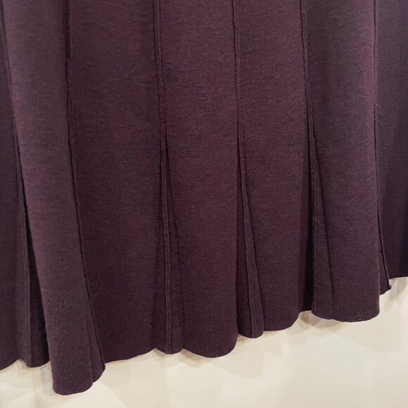 EUC Eileen Fisher 100% Wool Pleated Sweater Skirt Dark Purple Large - Picture 4 of 6